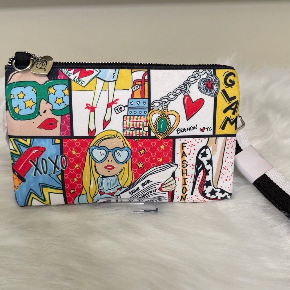 Brighton Glam Girl Crossbody Pouch MSRP $100 NWT Tom Clancy Fashionista Print